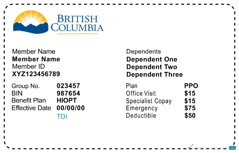 Download British Columbia health insurance card Photoshop template